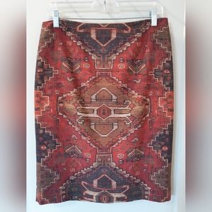 Tory Burch Wool/Silk Aztec Print Pencil Skirt Size 8